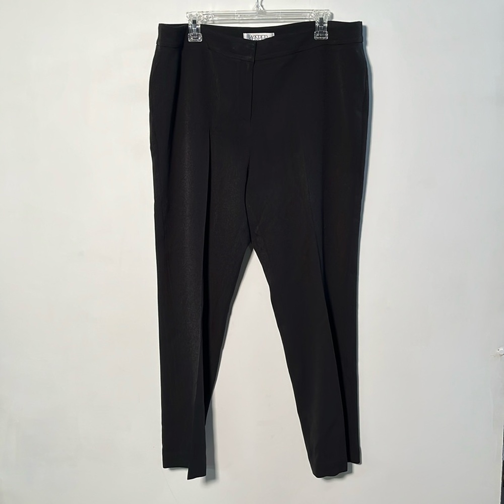 KASPER Career Travel Minimalist Band Waist Zipper Black Trouser Pant SZ 14P